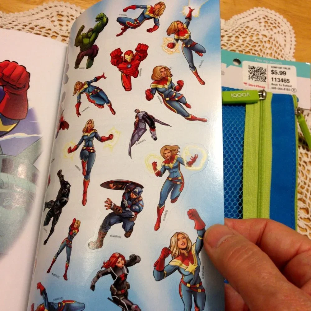 Back to School, New Yoobi pencil pouch and Marvel Reader, Level One